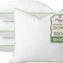 Ashler Home Deco Synthetic Down Pillow Inserts, 18x18 Down Alternative Throw Pillows Insert Sleeping Pillows with 100% Cotton Cover Decorative Pillow Stuffer for Sofa, Couch Bed(Set of 4, White)