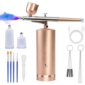 Airbrush Kit With Compressor - 48PSI Rechargeable Cordless Non-Clogging High-Pressure Air Brush Set with 0.3mm Nozzle and Cleaning Brush Set for Nail Art, Makeup, Painting, Cake Decor