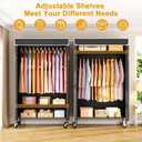 ULIFHOME P6C Rolling Clothes Rack with Cover, Covered Clothing Racks Heavy Duty, Portable Closet for Hanging Clothes, Garment Racks on Wheels, Black Closet Rack with Black Cover, Max Load 365LBS