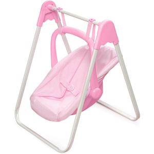 Badger Basket Doll Swing Carrier - Adjustable Toy Swing for 18 Inch Dolls with Sturdy Frame, Lightweight Portable Design, and Easy Assembly - Pretend Play Accessory