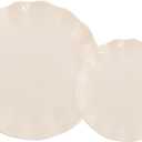 LIYH 24 Pcs Plastic Plates Reusable,Unbreakable Dinner Plates, Scalloped Plastic Plates, Dishwasher Safe,Ivory Plate Sets Perfect for Parties, Birthday, Picnics, BPA Free(12Guests)