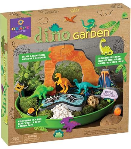 Craft-tastic Dino Garden — DIY Nature Craft Kit — Outdoor and Indoor Grow and Play — Comes with Dinosaurs, Seeds, and Garden Decorations — for Ages 4+ with Help