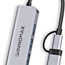 2 x IM INNOMAX Aluminum, USB C to USB Hub, Multiport USB 3.0 Adapter with 4 USB 3.0 Ports for All Computers: MacBook, iPad Pro, Windows Laptops, comuter to Connect Flash Drive, HDD, Printer, Mouse etc
