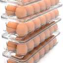 Utopia Home Egg Container With Lid and Handle for Refrigerator - Pack of 4 - Clear Stackable Egg Holder for Kitchen Storage and organization