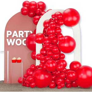 PartyWoo Red Balloons 120 pcs Different Sizes of 18 12 10 5 Inch Red Balloon Arch Kit Garland for Birthday Graduation Bachelorette Citizenship Anniversary Cherry Casino Theme Party Decorations Red-Y57