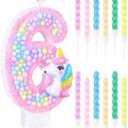 Swooflia Birthday Number 6 Candles for Cake, 6 Year Old Girls Kids Bulk Candle Cute Pink Party Decorations
