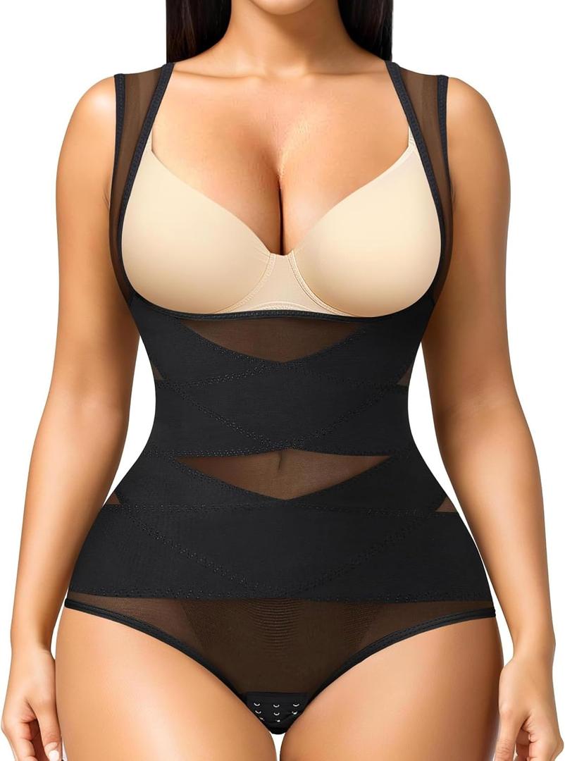 Irisnaya Body Shaper for Women Tummy Control Shapewear Bodysuit Faja Colombian Butt Lifter Waist Trainer Girdles (Black)