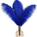 THARAHT Blue Ostrich Feathers 12pcs Large Natural Bulk 12-14Inch 30cm-35cm for Wedding Party Centerpieces Halloween and Home Decoration Feathers