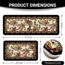 Vintage Floral Kitchen Rugs Set of 2 | Traditional Ethnic Paisley Flowers Floor Mats Home Decor, Retro Ornate Door Mat Decorations - 17x29 and 17x47 Inches