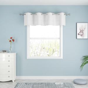 UPOPO White Valance Curtains 18 inches Long Linen Textured Curtain Valance Toppers Kitchen Short Small Mini Cabinet Caravan Living Room Bedroom Window Curtain Valances 1 Panel Grommet Top