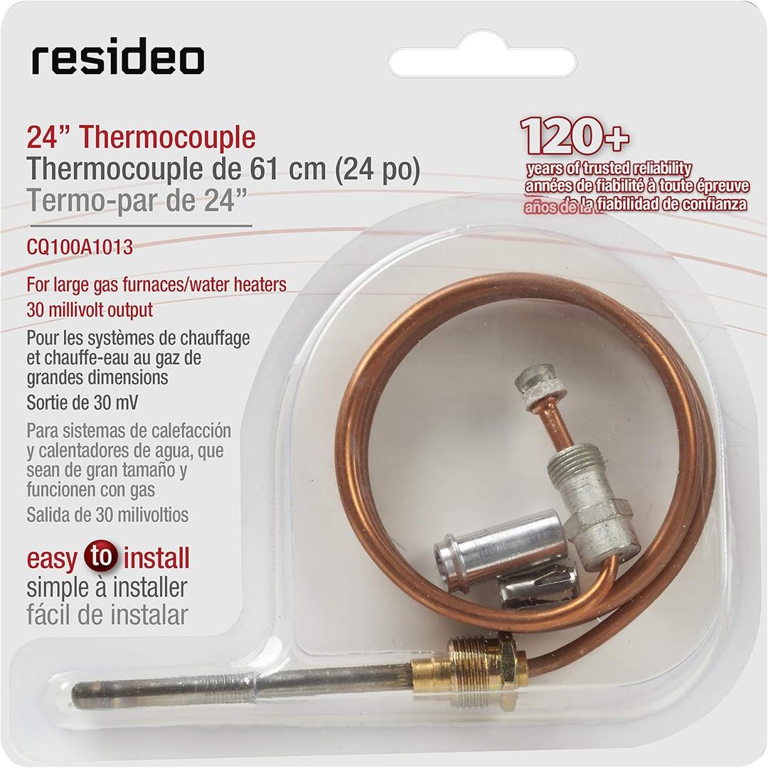 Resideo CQ100A1013/U 24-Inch Replacement Thermocouple for Gas Furnaces, Boilers and Water Heaters