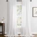 White Linen Curtains 90 inch Length for Bedroom Loop Pocket Privacy Light Filtering Semi Sheer Boho Farmhouse Off White Curtain 90 inch Long Cotton Textured Modern Elegant Living Room Drapes