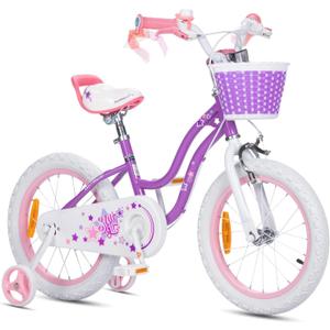 RoyalBaby Girls Bike with Training Wheels and Dual Handbrake, Stargirl Kids Bicycle 16 Inch Toddlers to Big Kids 4-7 Years, Star Purple