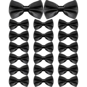 Hercicy 20 Pieces Bow Ties for Men, Formal Satin Solid Tuxedo Adjustable Length Pre Tied Bow Ties for Wedding Celebration (Black, M)