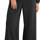 ODODOS Women's Modal Soft Extra Wide Leg Pants with Pockets Drawstring High Waist Pull-On Casual Pants, Black, X-Large (Black)