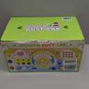 Montessori Car Busy Board for Toddlers, Wooden Sensory Steering Wheel Activity Baby Toy with Lights, Buttons, Gears & Key Start, Kids Interactive Educational Toys for Boys Girls