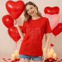 Valentines Shirt for Women Cute Love Heart Tshirts Casual Hearts Graphic Tee Tops for Her (Red, XL)