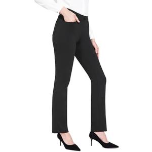 baleaf Womens Black Dress Pants Yoga Work Pants Pull On Slacks Petite Business Casual Office Trouser Pockets 31" Medium