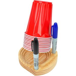 2 Pcs Party Cup Holder with Marker Slot, Wooden Cup Organizer with 2 Markers, Mark Your Cup and Drink Up, Plastic Paper Cup Dispenser, Fits 10 12 16 18 oz Disposable Drinking Cups