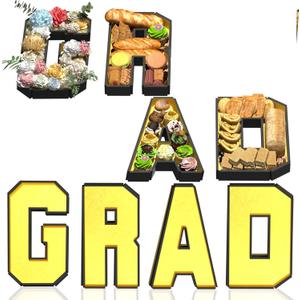 Grad Set Cardboard Letter for Charcuterie Gold Graduation Letter Trays for Food Fillable Letter Tray Chocolate Candy Cake Box for High School College Masters Graduate Party Decorations Supplies