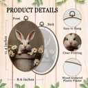 SHQIEUDH Vintage Bunny Oval Wall Art 8.6x11.4, Cottagecore Farmhouse Bunny floral Framed Canvas Prints Artwork, Rustic Rabbit Oval Wall Hanging Decor for Living Room Home Bedroom Kitchen