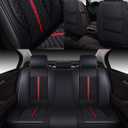 OASIS AUTO Car Seat Covers Full Set, Luxury Stylish Waterproof Faux Leather, Universal Fit for SUV, Sedan, Pick-up Truck, Automotive Interior Protectors (OS-007 Black)