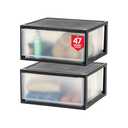 IRIS USA 47 Qt. Plastic Drawer Storage Organizer Stacking Drawers, 1-Pack, Stackable Unit with Sliding Drawer for Clothes Bedroom Kitchen Under Sink Pantry Craft Room Bathroom Dorm Office, Black