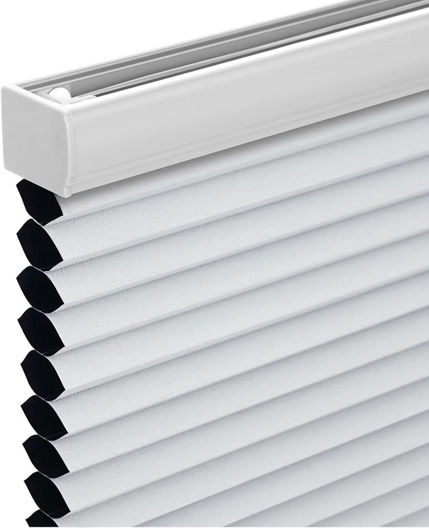 Changshade Cordless Cellular Shades, Blackout Honeycomb Shades for Windows, Room Darkening Pleated Blinds, Easy to Install for Indoor Windows and French Doors, 35" W x 72" H, White