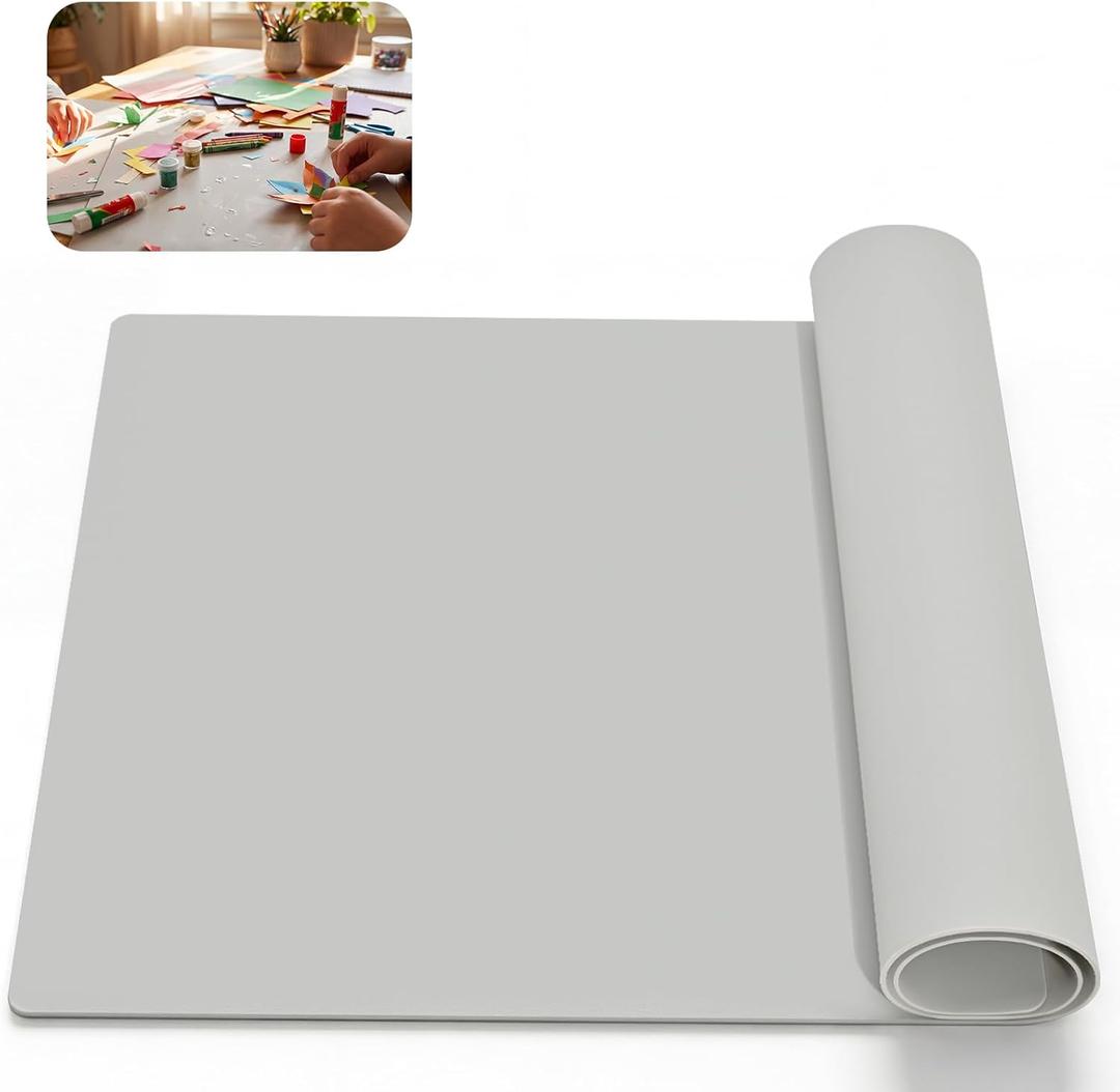 Large Crafting Silicone Mat, 24"x36" x1.5MM Inch Artist Work Mat for Jewelry Making, Epoxy Resin, Painting, Scrapbooking, Heat Resistant Nonstick Surface and Table Protector for DIY, Gray