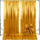 10ft x 10ft Gold Backdrop Curtains for Parties, Fabric Satin Background Curtain with Rod Pockets for Weddings, Birthday, Baby Shower, Photography, Graduation Party Backdrop Drapes, 2 Panels