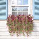 Artificial Hanging Flowers for Outdoors, 2 Pcs Fake Hanging Plant Spring Summer Decor, UV Resistant No Fade Realistic Faux Flower for Front Door Porch Planter Patio Garden Yard(Light Purple Red)