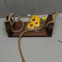 TOOYFUL Wooden Swings Seats for Newborn Boys Girls Photography Props, with Flower Ropes Hanging Swing Seat for Baby Memorable Photo Shooting-Coffee