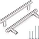 Probrico Drawer Pulls, Kitchen Cabinet Handles Stainless Steel Satin Nickel Furniture Dresser Hardware,6 Inch Total Length Euro T Bar, 30 Pack - Hole Center 3.75 Inch(96mm), Brushed Nickel