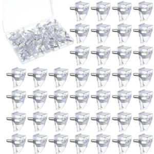 50 PCS 1/8 Inch Shelf Support Peg, Clear Plastic Cabinet Shelves Pins Kitchen Cabinet Shelf Pegs Shelves Holder Pins Replacement Peg for Closet, Kitchen, Furniture, Bookcase