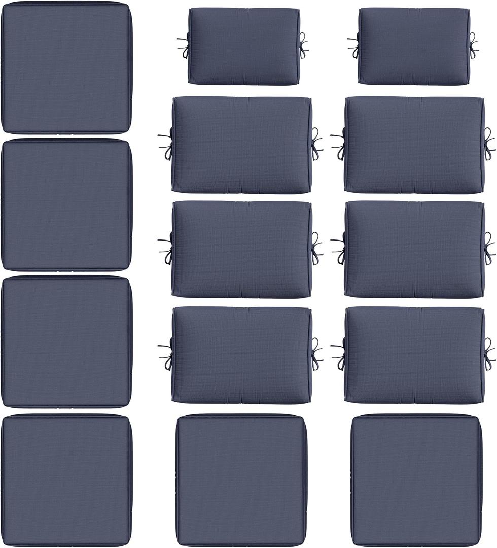 14 Pcs Outdoor Cushion Slipcovers All-Weather Patio Sofa Cover, Covers Only 14 Pcs Outdoor Cushion Slipcovers Dyed colorwoven fabric Water Resistant, UV Fade Non-slip with Zipper for Patio Furniture