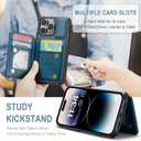 Vinich for iPhone 15 Pro Wallet Case with Card Holder, RFID Blocking Credit Slots Kickstand Shockproof Phone Cover Fit for iPhone 15 Pro 6.1" Blue