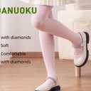 DANUOKU Girls glitter tights 2Pcs,lace black stockings,Kids Rhinestone stockings for girls (Pink,11-12 Years) (Pink)