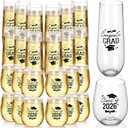 Remerry 36 Pack Graduation Stemless Plastic Champagne Flutes Cups Congrats Grad Class of 2026 Disposable Wine Glasses Heavy Duty Shatterproof Toasting Glasses for Party(Graduation,9 oz & 12 oz)