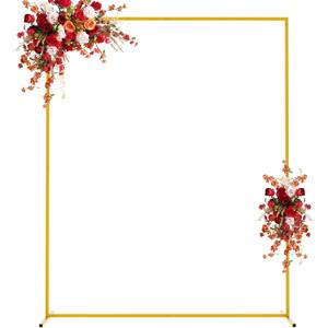 Asee'm 6.6FTx5.2FT Gold Wedding Arch Backdrop Stand Square Metal Rectangular Arch Frame for Ceremony Party Birthday Bridal Baby Shower Anniversary Arbor Balloon Decoration, 6.6x5.2ft