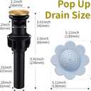 Bathroom Sink Drain,Pop Up Drain for Bathroom Sink,Bathroom Sink Drain Kit,Drain Stopper Bathroom Sink with Overflow,Appy to Lavatory Vanity Drain Stopper,with Detachable Basket,Drawing Gold
