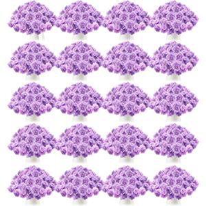 Tigeen 200 Pcs Hydrangea Artificial Flowers Bulk 7.48 Inch Artificial Hydrangeas with Removable Stems Faux Flowers Wedding Decor for Home Garden Party Decoration DIY Project (Lavender)