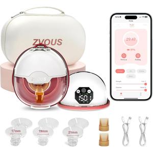 Hands Free Breast Pump Comfortable, Painless Strong Suction Power Rechargeable Electric Breast Pump Smart App Wearable Pump Leakproof 4 Modes Levels Wireless Pump for Driving Office Yoga Sleeping (White)