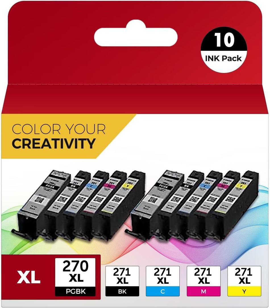 OSIR PGI-270XL CLI-271XL 10 Color Value Pack Compatible for Canon 270 271 Ink Cartridges for PIXMA MG5720 MG5721 MG5722 MG6820 MG6821 MG6822 TS6020 (2PGBK, 2Black, 2Cyan, 2Magenta, 2Yellow)