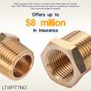 LTWFITTING Brass Pipe Hex Bushing Reducer Fittings 1/2 Inch Male x 3/8 Inch Female NPT(Pack of 25)