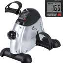 Mini Exercise Bike, himaly Under Desk Bike Pedal Exerciser Portable Foot Cycle Arm & Leg Peddler Machine with LCD Screen Displays (Silver and Black)