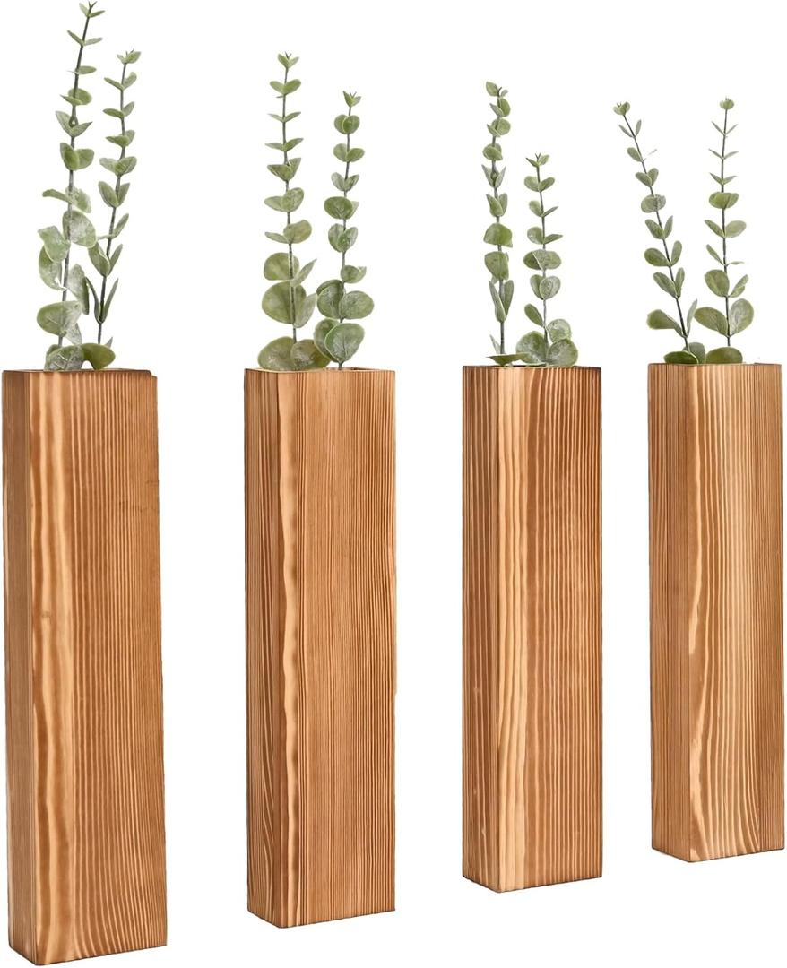 SwallowLiving 4-Pack Wood Wall Planters with 16 Removable Faux Artificial Eucalyptus Stems, Boho Farmhouse Wall Decor for Living Room, Bedroom, Bathroom and Office SwallowLiving 4-Pack Wood Wall Planters with 16 Removable Faux Artificial Eucalyptus Stems, Boho Farmhouse Wall Decor for Living Room, Bedroom, Bathroom and Office