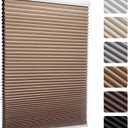 MYshade Cordless Blackout Cellular Shades, 1.5" Honeycomb Window Blinds for Bedroom & Nursery, Thermal Insulated, Noise Reducing, Privacy Shades, Inside or Outside Mount (26" W x 50" H, Light Brown)