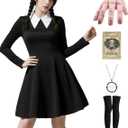 Oumbivil Adult Halloween Costumes Women Black Dress for Family Costume Party (S)