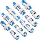 BBTO 10 Pieces Finger Splints Metal Padded Support Finger Stabilizer with Soft Foam Interior and Loop Straps, 3 Sizes(10 Pieces,Blue)
