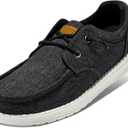 STQ Women's Lace up LoafersOrthopedic Comfotable Ultralight Boat Casual Shoes with Arth Support (9, Charcoal Grey Black)